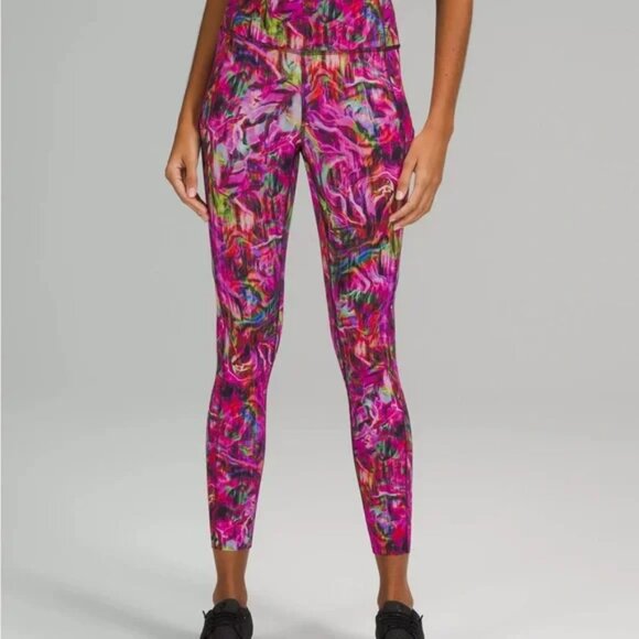 Lululemon Fast and Free High Rise 25" Tight Leggings Nulux Hyper Flow Pink 20 - Picture 1 of 6